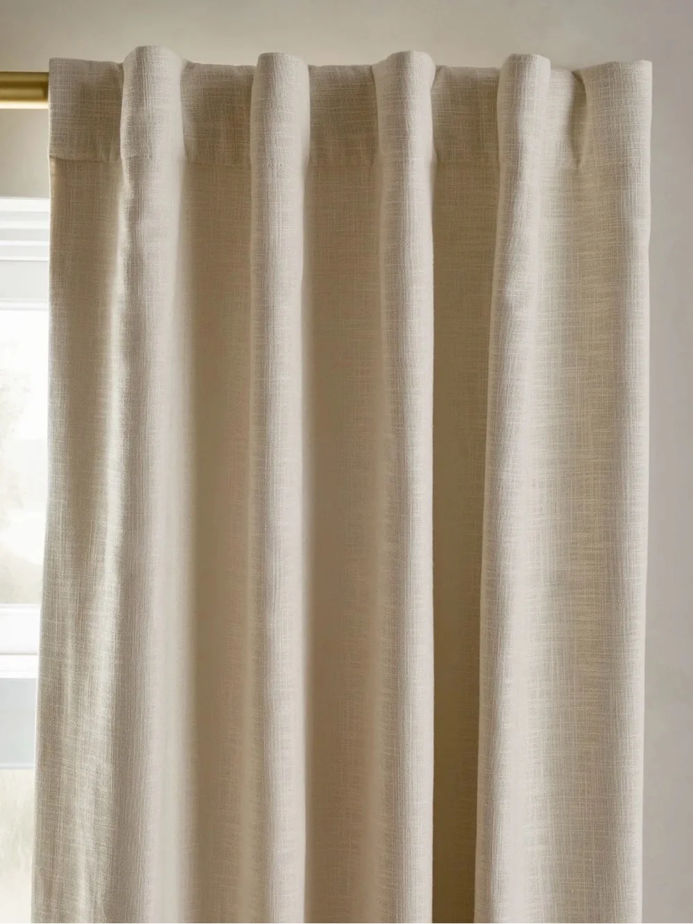 New Quince 100% textured cotton room darkening curtain 1 panel natural ivory